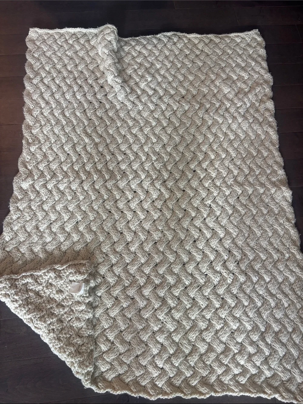 Pottery Barn Cream Braided Chunky Throw Blanket